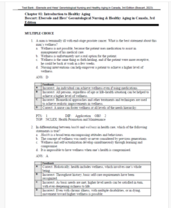 Ebersole and Hess Gerontological Nursing and Healthy Aging in Canada, 3rd Edition (Boscart, 2023), Chapter 1-28 (Test Bank)